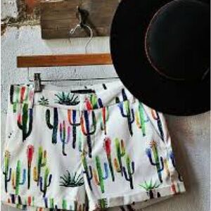 Ovi Multicolor Cactus Print High Waist Shorts